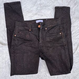 Loft black sparkly skinny jeans size 25